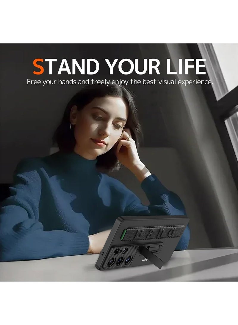 Adando Strap Case Compatible Samsung S26 Ultra Phone Case with Stand & Wristband, Galaxy S26 Ultra Heavy Duty Protective Cover (Black) [Not include Pen] - Image 4